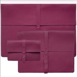 Cuyana Leather Laptop Sleeve in wine color